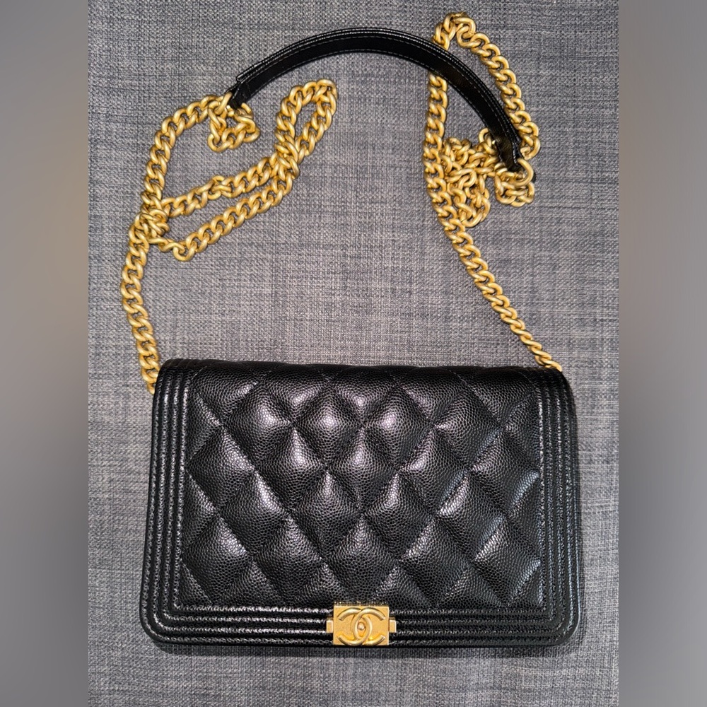 Authentic Chanel Boy WOC in black caviar with GHW